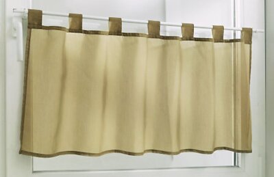 Scheibengardine mit Schlaufen, Farbe Braun, Design Uni, in verschiedenen Größen  HxB 45x90 cm