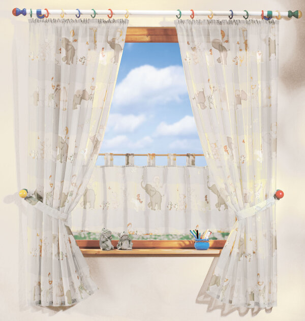 180001-KIDS 5 Tlg. Gardinen Set mit süßen Tieren -180001- - Vorhang,, 3,70 €