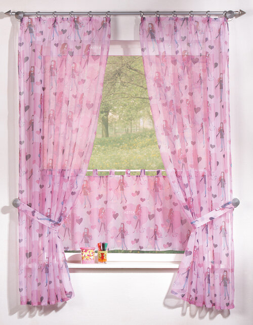 18002-GIRL Trendy Pink 5 Tlg. Gardinen Set, transparent - Vorhang, D, 3,70 €