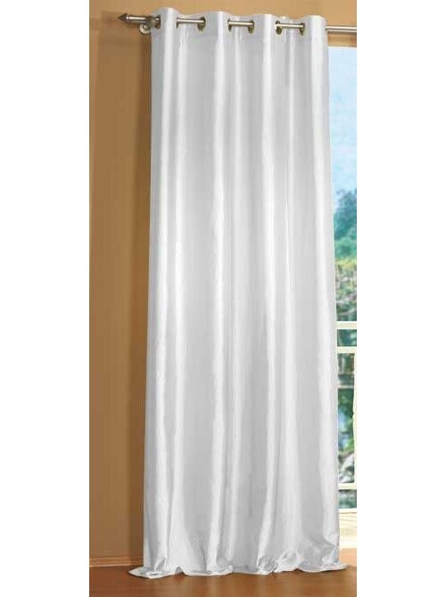 -20330- Weiß 245x140 Ösenschal Gardine Taft Vorhang mit Ösen blickdicht Glänzend HxB cm