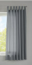 -20400- Grau 175x140 Vorhang Blickdicht Schlaufenschal aus Microsatin, matt, Kr&auml;uselband -20400-
