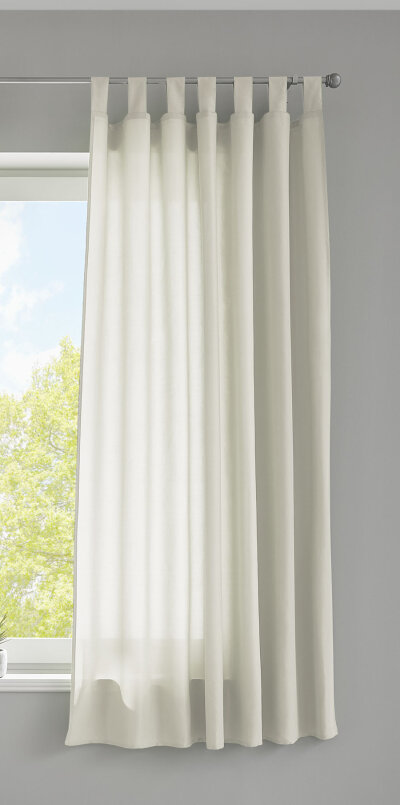 -20400- Creme 175x140 Vorhang Blickdicht Schlaufenschal aus Microsatin, matt, Kr&auml;uselband -20400-