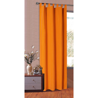 -20400- Orange 225x140 Vorhang Blickdicht Schlaufenschal aus Microsatin, matt, Kr&auml;uselband -20400-