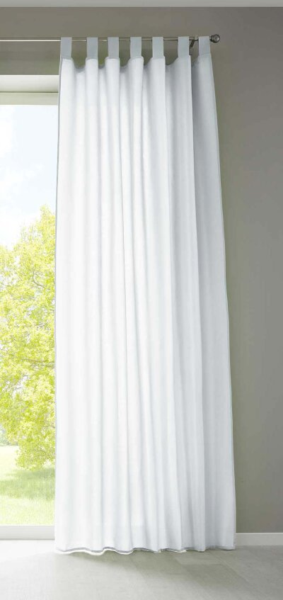 -20400- Weiß 225x140 Vorhang Blickdicht Schlaufenschal aus Microsatin, matt, Kräuselband -20400-