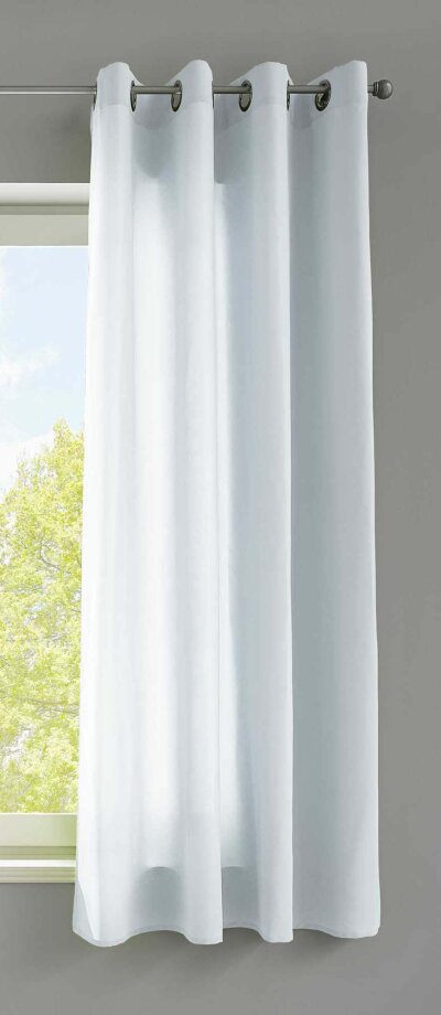 -20405- Weiß HxB 175x140 Vorhang Blickdicht Schal mit Ösen aus Microsatin, matt -20405-