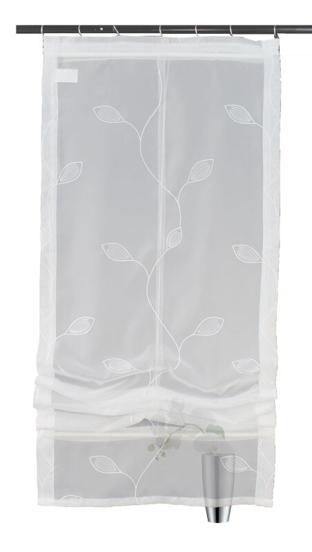 Raffrollo (HxB) 160 x 045cm WEIß Gardinenband Kräuselband Klettband transparenter Stoff Montageanleitung und Zubehör waschbar, 315096-1