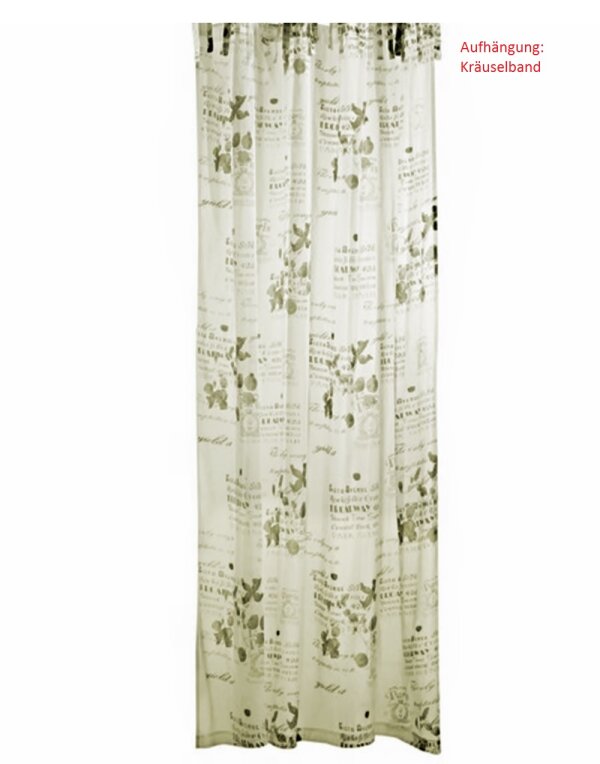 Dekoschal, mit Kräuselband, Farbe Weiss - Taupe, leicht Transparent, Design Manhattan, Maße HxB 245x140 cm