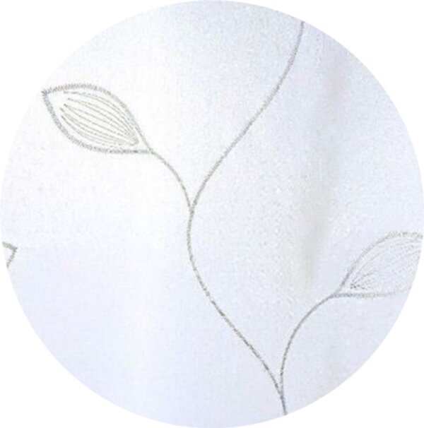 Dekoschal Schlaufen Farbe Weiss mit Kräuselband Design Blätter und Ranken T 