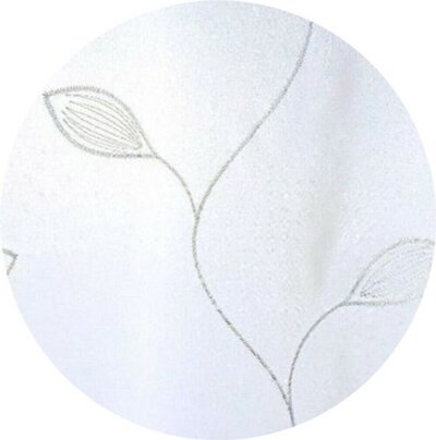 Dekoschal, mit Kräuselband, Farbe Weiss, Design Blätter und Ranken, Transparent, Waschbar, in verschiedenen Größen erhältlich