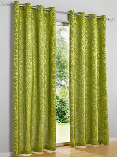 Dekoschal, Vorhang, mit Ösen, Farbe Grün, Design Floral, Leinenoptik, NICHT WASCHBAR,  in verschiedenen Größen erhältlich
