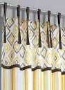 Dekoschal, mit Bindebändern,Farbe Gelb Grau, Design Retro, Streifen, Karo, Blickdicht, Waschbar, Maße HxB 225x140 cm