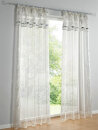 Dekostore, transparenter Stoff in Seidenoptik, Blende beduckt mit silber Blumen,  chemische Reinigung,  , Silber 175X135