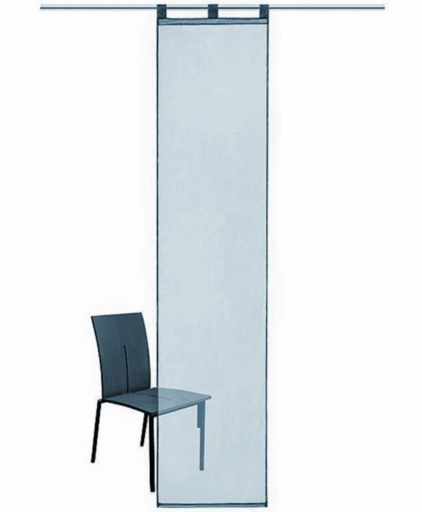 Schiebevorhang, 2er Pack, mit Schlaufen, Farbe Blau, Design Uni, Transparent, Waschbar, Maße HxB 225x57 cm