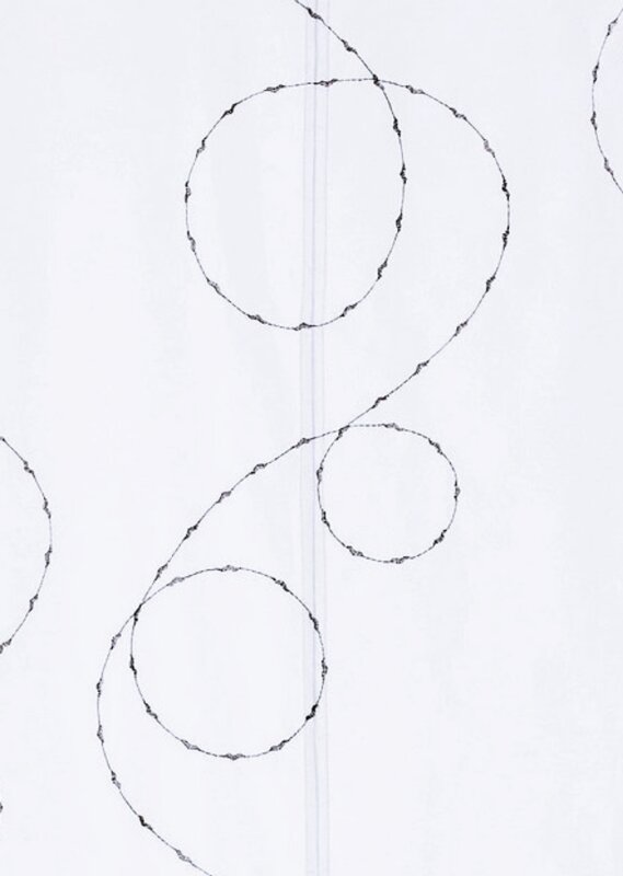 Weiss, Grau, 9,90 Raffrollo, Design mit Schlingenmotiv, € Klettband, B, Farbe