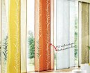 Schiebevorhang, mit Klettband, Farbe Senfgelb, Design Blätter, Ausbrenner, Halbtransparent, Waschbar, in verschiedenen Größen erhältlich