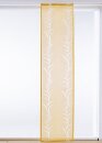 Schiebevorhang, mit Universalband, Farbe Senfgelb, Design Blätter, Halbtransparent, Waschbar, Maße HxB 225x57 cm