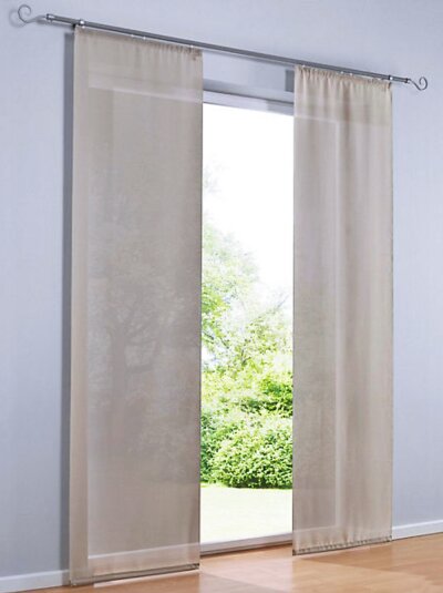Schiebevorhang, mit Klettband, Farbe Taupe, Design Uni, Blickdicht, Waschbar, in verschiedenen Größen erhältlich