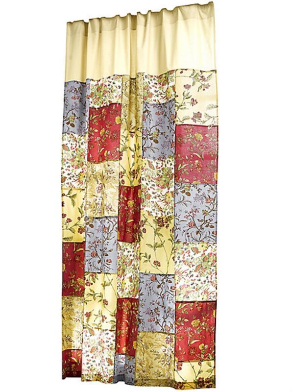 Gardine, mit Kräuselband, Blickdicht, Farbe Bunt, Design Blumen, Patchworkoptik, Waschbar, Maße HxB 245x140 cm