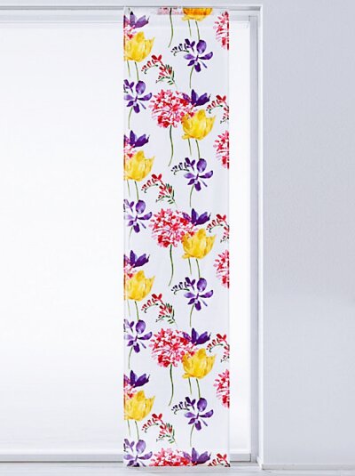 Schiebevorhang, mit Flauschband, Klettband, Farbe Bunt, Design Floral, inkl. Zubehör, Waschbar, Maße HxB 145x60 cm