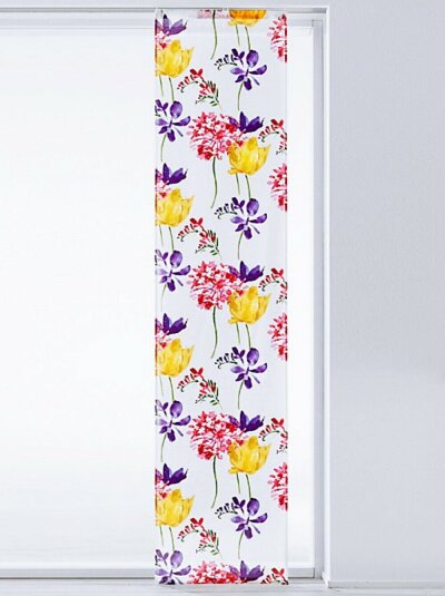 Schiebevorhang, mit Flauschband, Klettband, Farbe Bunt, Design Floral, inkl. Zubehör, Waschbar, Maße HxB 145x60 cm