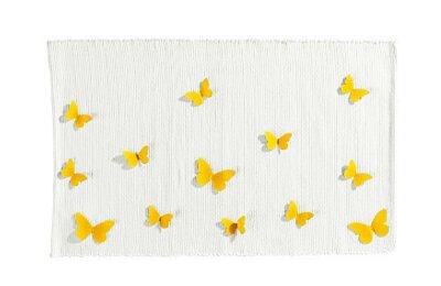 Handwebteppich, Kelim, Farbe Gelb, Design Schmetterlinge,...