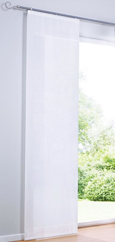 Schiebevorhang, mit Flauschband, Klettband, Farbe Weiss, Design Uni, Transparent, Waschbar, in verschiedenen Größen erhältlich