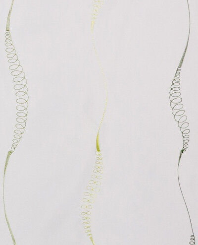 Gardine, 2 Stück, mit Kräuselband, Farbei Grün, Desing Wellenstreifen, Transparent, Waschbar, Maße HxB 240x140 cm