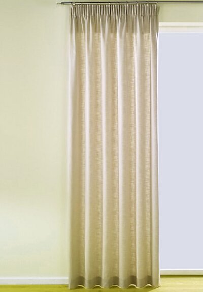 Dekovorhang, mit Kr&auml;uselband, Farbe Sand, Design Uni, Blickdicht, Waschbar, Ma&szlig;e HxB 145x135 cm