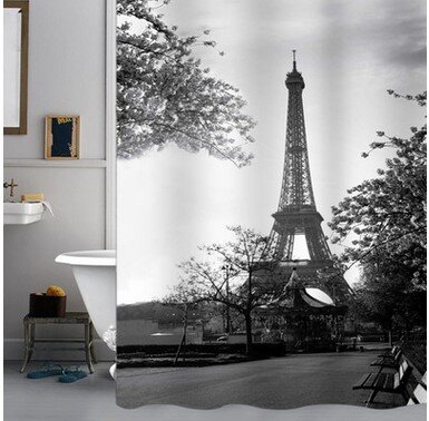 -0110-  Paris-180x180 Duschvorhang EVA Badezimmer Dusche Vorhang Ringe