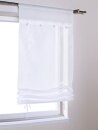 Raffrollo, Bändchenrollo, Farbe Weiss, Satinbänder, Transparent, inkl. Zubehör, Waschbar, Maße HxB 140x45 cm