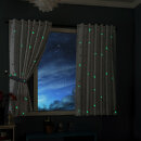 -20495- Weiß 1 Stück 175x145 Vorhang fluoreszierend leuchtend Mond Sterne Schlaufenband Kinder -20495-
