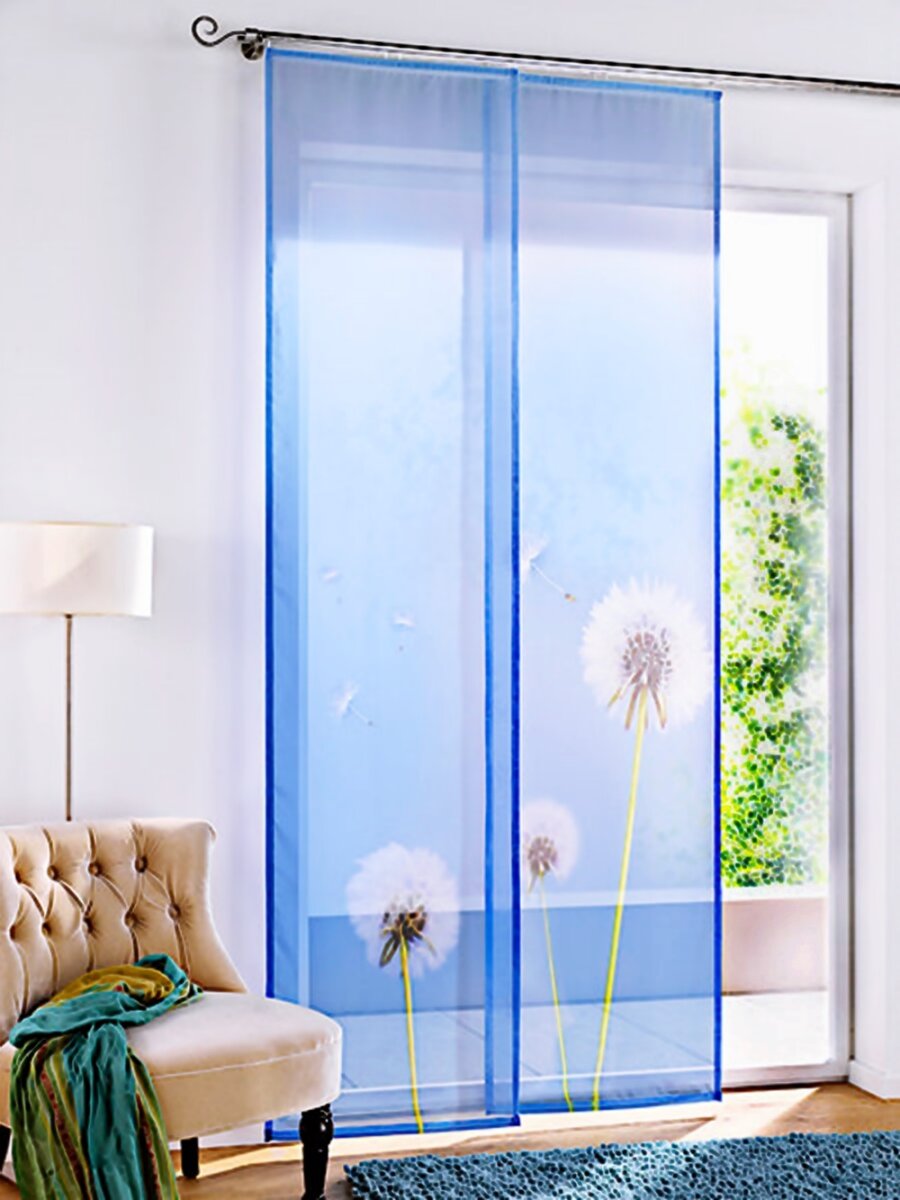 Schiebevorhang, mit Klettband, Farbe Blau, Motiv Pusteblume, Transpar, 7,90  €