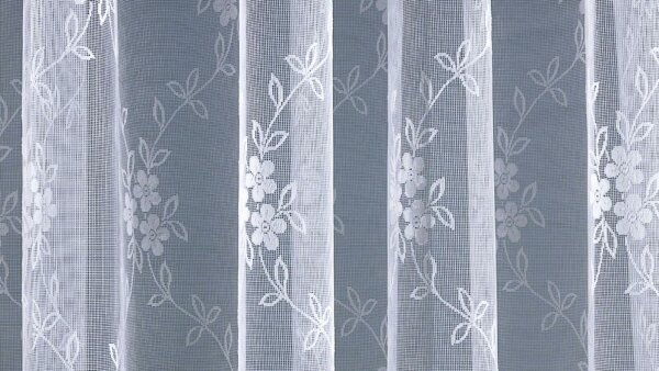 Gardine, Jacquard, mit Kräuselband, Farbe Weiss, Design Blumen, Allov, 9,90  €