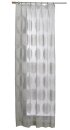 Gardine, mit Ösen, Jacquardgewebe, Raschelspitze, Farbe Taupe, Design Baumscheiben, Transparent, Maße HxB 225x140 cm