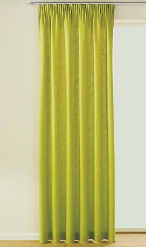 Dekoschal, Vorhang, mit Kr&auml;uselband, Farbe Gr&uuml;n, Design Uni, Blickdicht, Leinenoptik, Waschbar, Ma&szlig;e HxB 225x135 cm