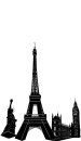 -204902- Eiffelturm 2 Stück 245x140 Vorhang Schal Blickdicht verdeckte Schlaufen Digitaldruck Gardine -204902-