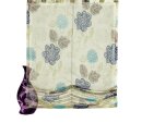 Raffrollo, mit Klettband, Farbe Blau, Design Floral, Transparent, inkl Zubeh&ouml;r, Waschbar, Ma&szlig;e HxB 170x45 cm
