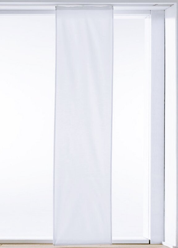 Schiebevorhang, mit Universalgardinenband, Farbe Weiss, Design Uni, Halbtransparent, Waschbar, Maße HxB 175x60 cm