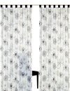 Dekoschal, mit Schlaufen, Farbe Grau, Weiss, Design Flower-Mix, Transparent, Waschbar, Maße HxB 175x140 cm