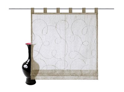 Raffrollo, mit Schlaufen, Farbe Sand, Design Kreiselmuster, Transparent, Waschbar, inkl. Montageanleitund und Zubehör, Maße HxB 140x80 cm