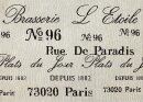 Kissen, Farbe Natur, Design Rue de Paradis, Script, Vintage, hochwertiger Gobelin, Jacquardgewebe, Waschbar, Maße ca. 32x48 cm