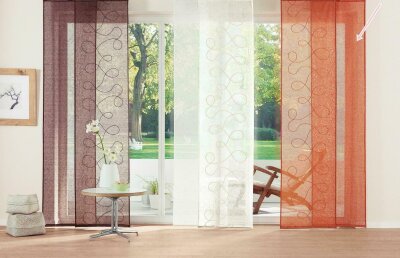 Schiebevorhang, mit Klettband, 2 Stück, Farbe Kürbis, Design Uni, Leinenoptik, Transparent, 507820 in verschiedenen Größen erhältlich