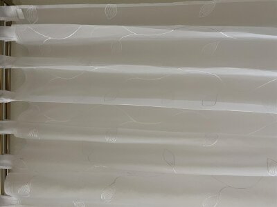 Raffrollo, My Home, mit Schlaufen, Farbe Weiss, Design Blätter und Ranken, Transparent, inkl. Montageanleitung und Zubehör, Waschbar, Maße HxB 160x140 cm