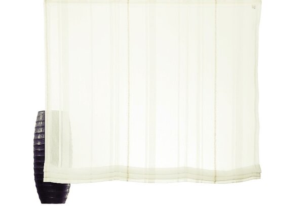 Raffrollo, mit Klettband, Farbe Natur, Design Längsstreifen,  transparenter Stoff, inkl. Montageanleitung und Zubehör, Waschbar, Maße HxB 140x100 cm