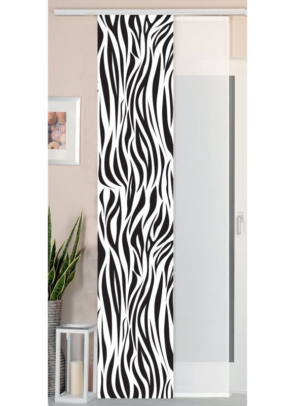 -80400- Zebra 245x45 2er Pack Flächenvorhang Digitaldruck Wildseide Optik