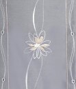 Standrollo, mit Stangendurchzug, Farbe Weiss, Braun, Floral, Bestickt, Transparent, 498357 in verschiedenen Größen erhältlich