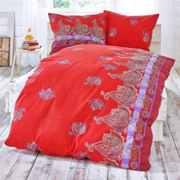 Bettwäsche-Set, 2 tlg, Farbe Rot, Design Orientalisch, 100% Baumwolle, Maße ca. Bettdeckenbezug 160x210 cm + Kissenbezug 65x100 cm
