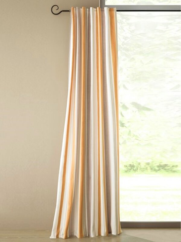 Vorhang, mit Schlaufenband, Tunneldurchzug, Farbe Apricot, Design Streifen, Blickdicht, Waschbar, Maße HxB 145x130 cm