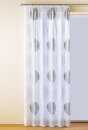 Dekoschal, mit Kräuselband, Farbe Weiss, Silber, Design Kreise, Transparent, Waschbar, Maße HxB 145x135 cm