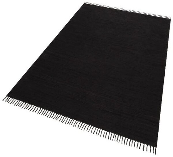 Teppich, Farbe schwarz, 1 Stück, my home, - Teppiche, -585703-   Er ist an den Seiten mit Fransen ausgestattet
